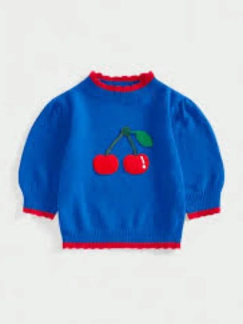 Blue Cherry Mock Neck Cropped Sweater - Picture 5 of 5
